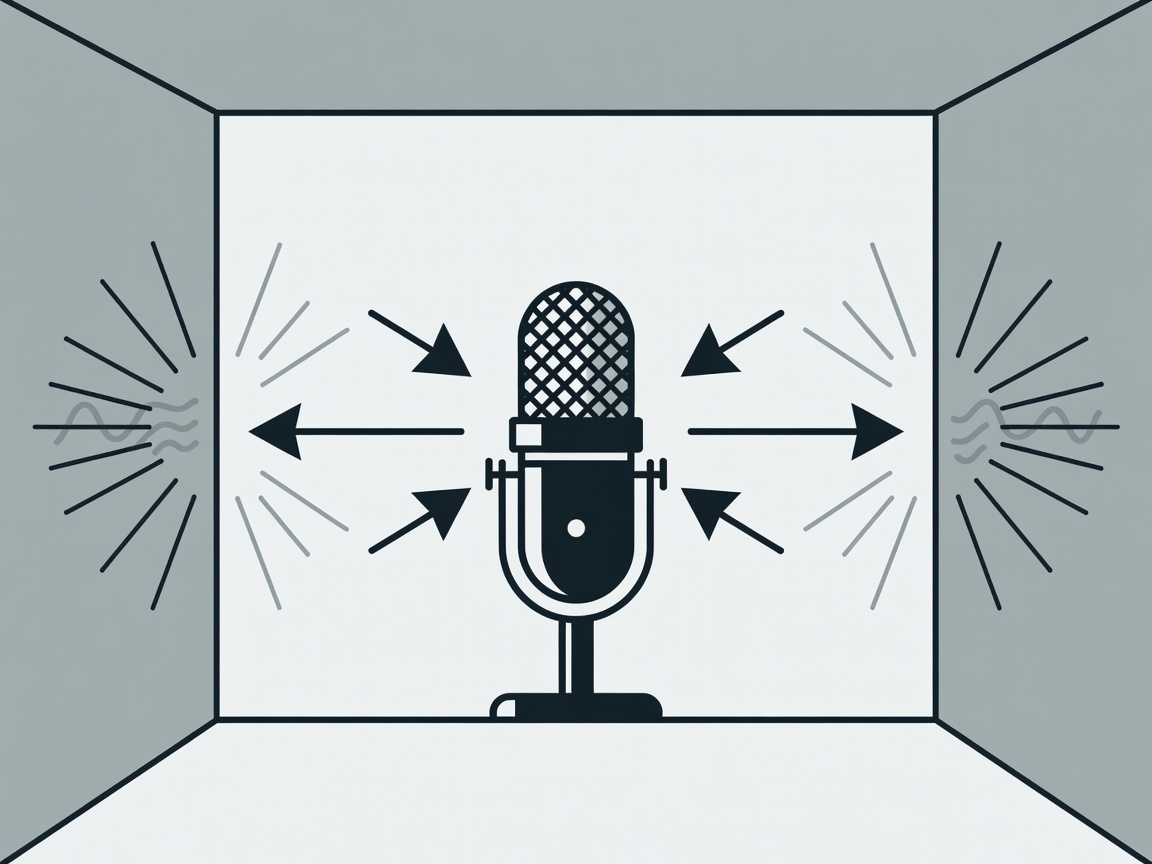 Vector graphic showing optimal microphone placement away from walls